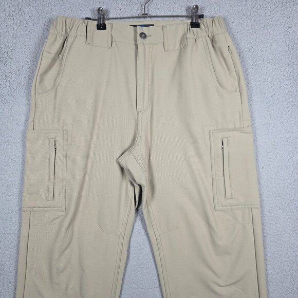 Railrider Cargo Pants Men Size Large (33-35) Beige Canvas Stretch Elastic Waist - Picture 3 of 13